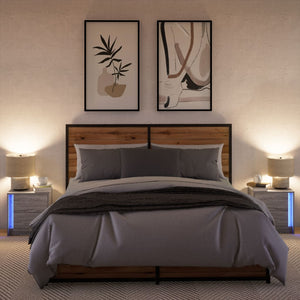 Nachttische mit LED, 2er-Set, Grau Sonoma
