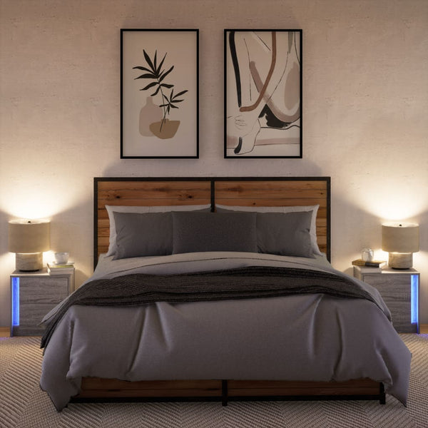 Nachttische mit LED, 2er-Set, Grau Sonoma