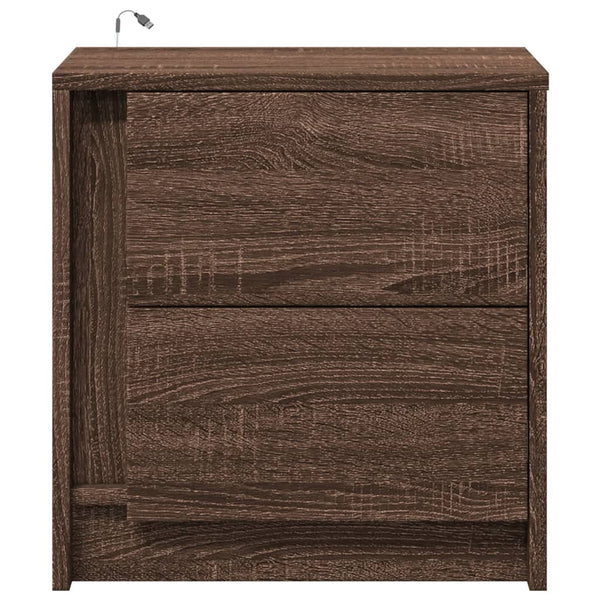 Nachttisch mit LED Braun Eichen-Optik