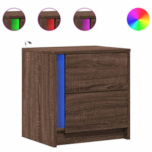 Nachttische mit LED-Leuchten, 2er Set