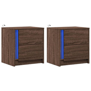 Nachttische mit LED-Leuchten, 2er Set