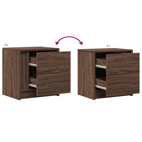 Nachttische mit LED-Leuchten, 2er Set