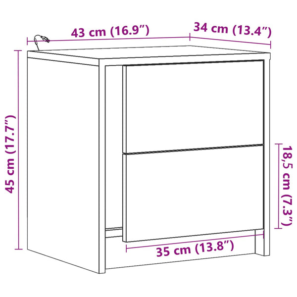 Nachttische mit LED-Leuchten, 2er Set
