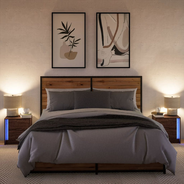Nachttische mit LED-Leuchten, 2er Set