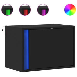 Wand-Nachttisch mit LED Schwarz