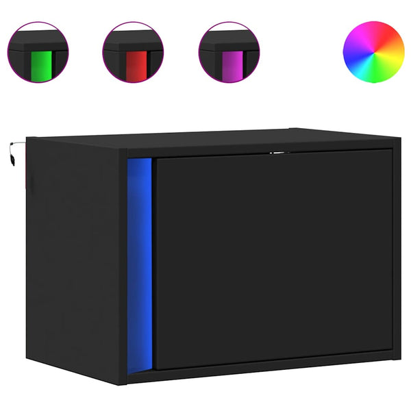 Wand-Nachttisch mit LED Schwarz