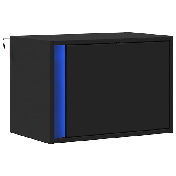 Wand-Nachttisch mit LED Schwarz