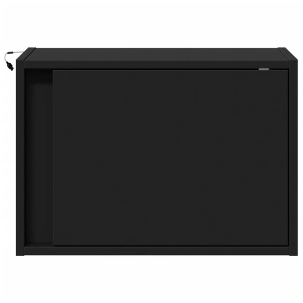 Wand-Nachttische mit LED, 2er-Set Schwarz