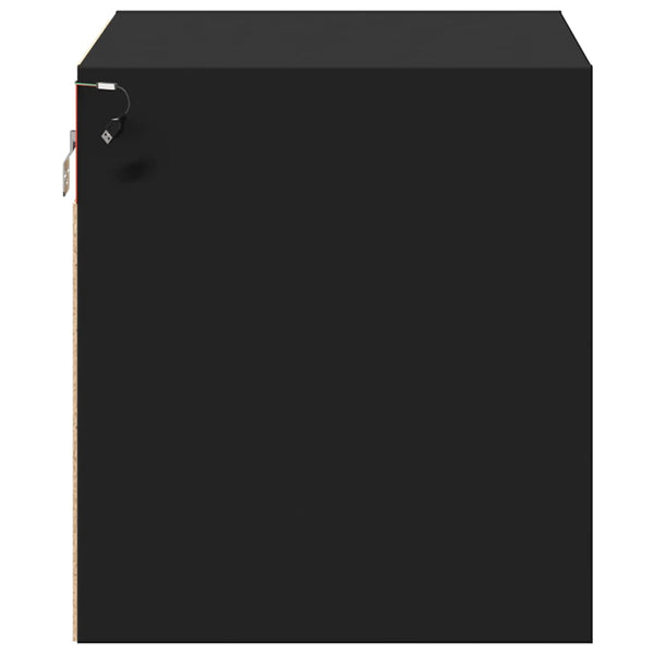 Wand-Nachttische mit LED, 2er-Set Schwarz