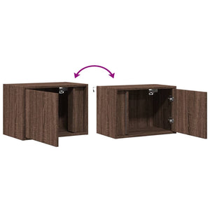 Wand-Nachttische mit LED Braun Eichen-Optik 2er Set