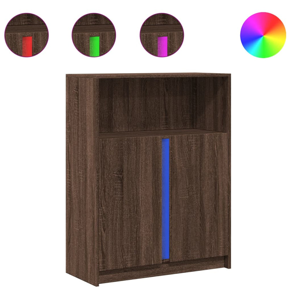 LED Sideboard Braun Eichen-Optik 77x34x100 cm