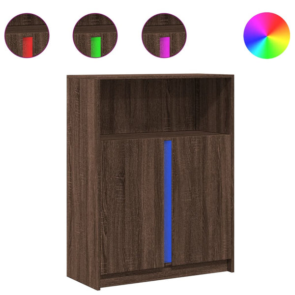 LED Sideboard Braun Eichen-Optik 77x34x100 cm