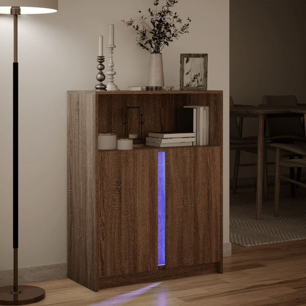 LED Sideboard Braun Eichen-Optik 77x34x100 cm