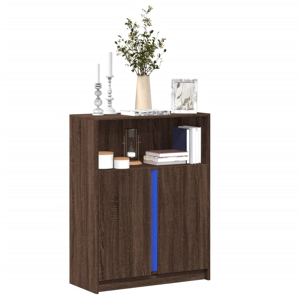 LED Sideboard Braun Eichen-Optik 77x34x100 cm