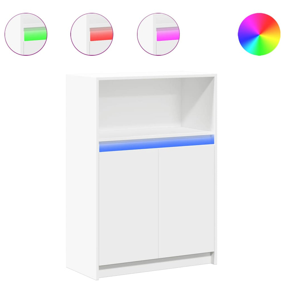 Sideboard Weiß mit LED 72x34x100 cm