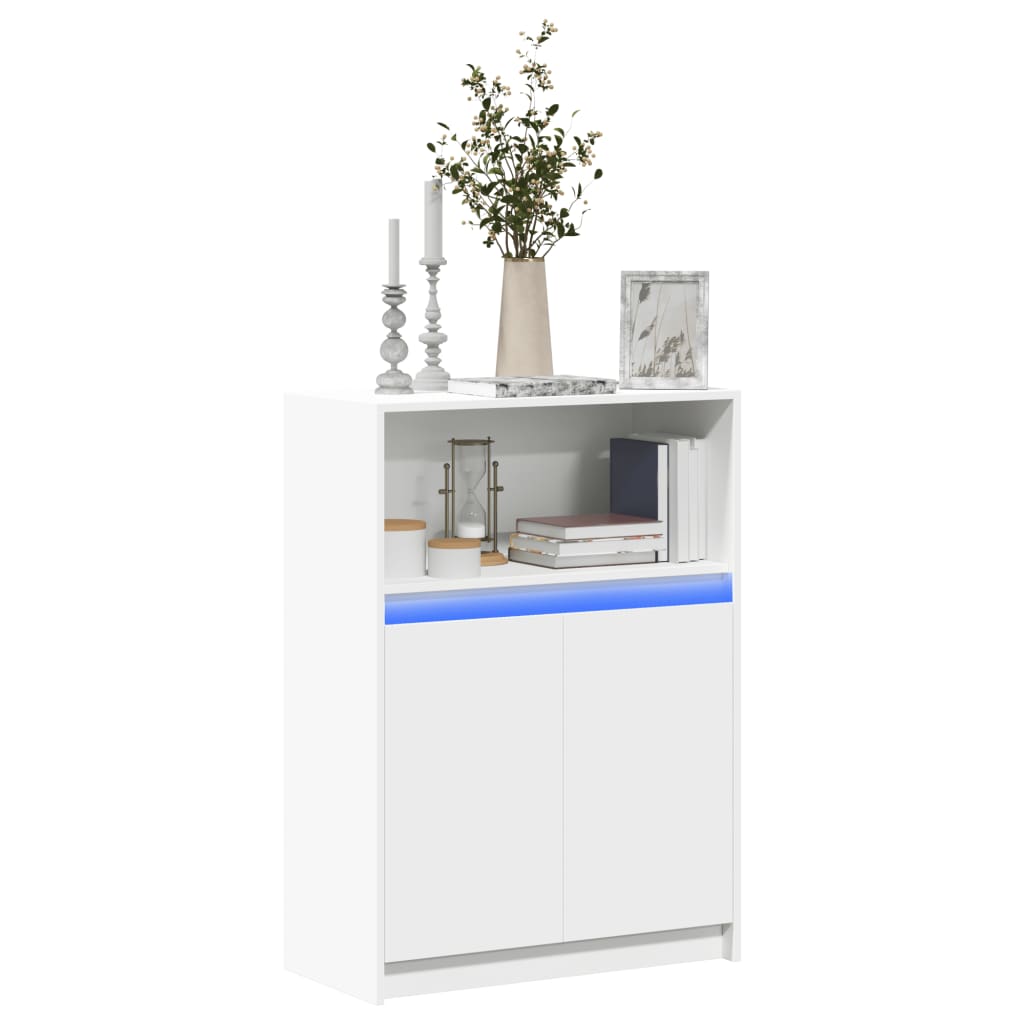 Sideboard Weiß mit LED 72x34x100 cm