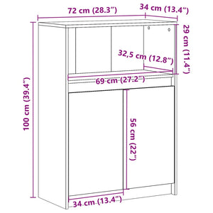 LED Sideboard Betongrau 72x34x100cm