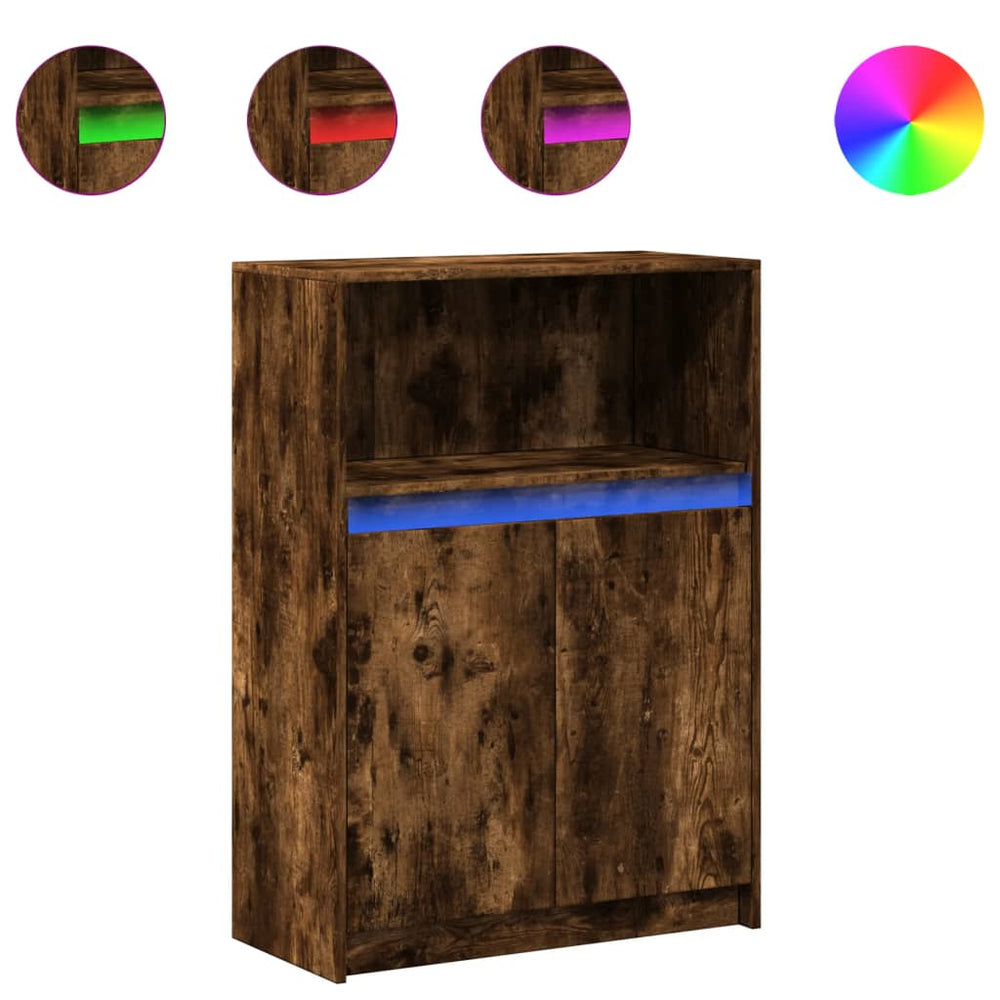Sideboard Räuchereiche mit LED 72x34x100 cm