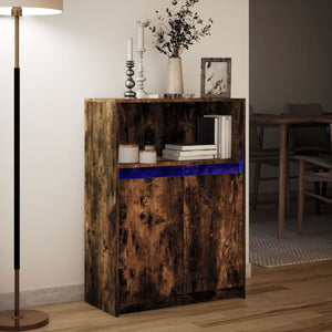 Sideboard Räuchereiche mit LED 72x34x100 cm