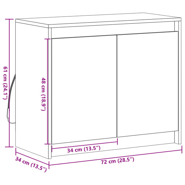 LED Sideboard Weiß 72x34x61cm