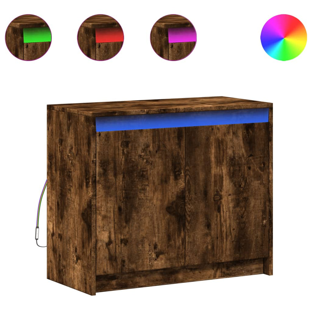 LED Sideboard Räuchereiche 72x61 cm