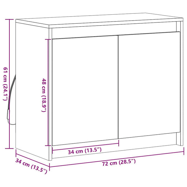 LED Sideboard Grau Sonoma 72x61 cm
