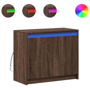 vidaXL Buffet bas à LED aspect chêne marron 72x34x61 cm Bois d'ingénierie