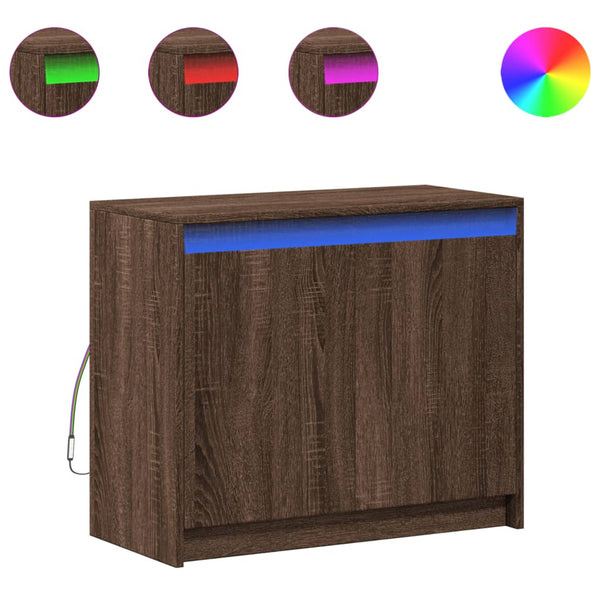 vidaXL Buffet bas à LED aspect chêne marron 72x34x61 cm Bois d'ingénierie