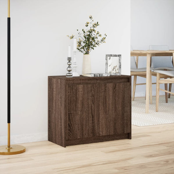 vidaXL Buffet bas à LED aspect chêne marron 72x34x61 cm Bois d'ingénierie