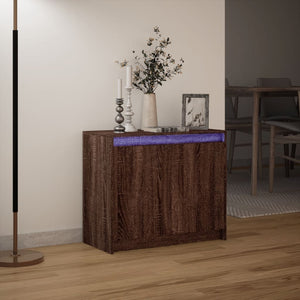 vidaXL Buffet bas à LED aspect chêne marron 72x34x61 cm Bois d'ingénierie