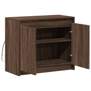 vidaXL Buffet bas à LED aspect chêne marron 72x34x61 cm Bois d'ingénierie