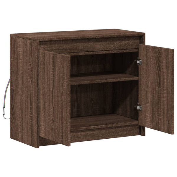 vidaXL Buffet bas à LED aspect chêne marron 72x34x61 cm Bois d'ingénierie