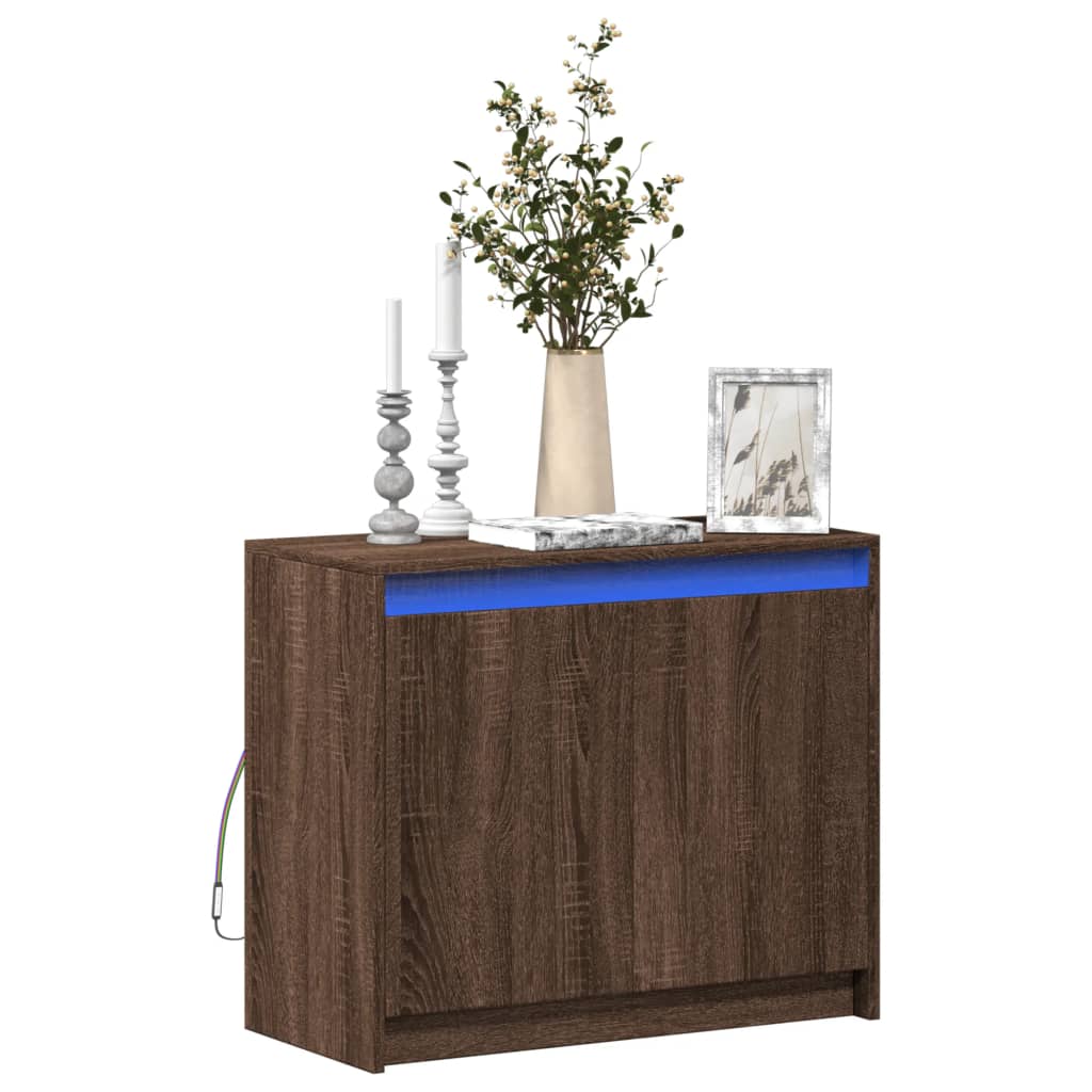 vidaXL Buffet bas à LED aspect chêne marron 72x34x61 cm Bois d'ingénierie