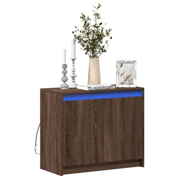 vidaXL Buffet bas à LED aspect chêne marron 72x34x61 cm Bois d'ingénierie
