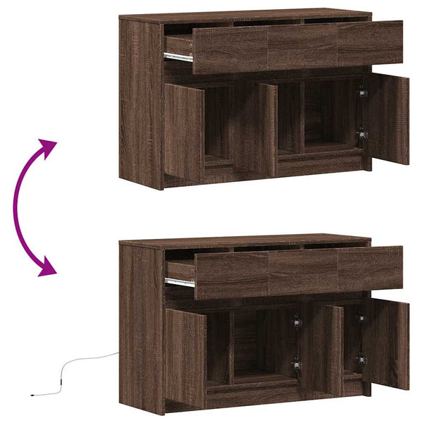 TV-Schrank Braun Eiche mit LED
