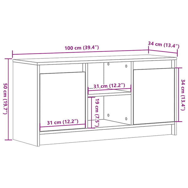 TV-Schrank Betongrau mit LED 100cm