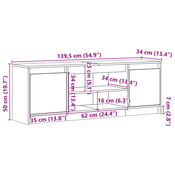 TV-Schrank Räuchereiche mit LED 139,5cm