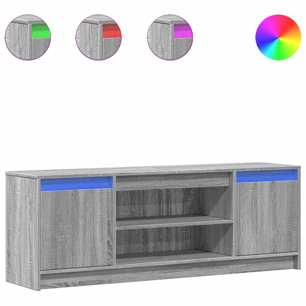 TV-Schrank mit LED Grau Sonoma 139,5 cm