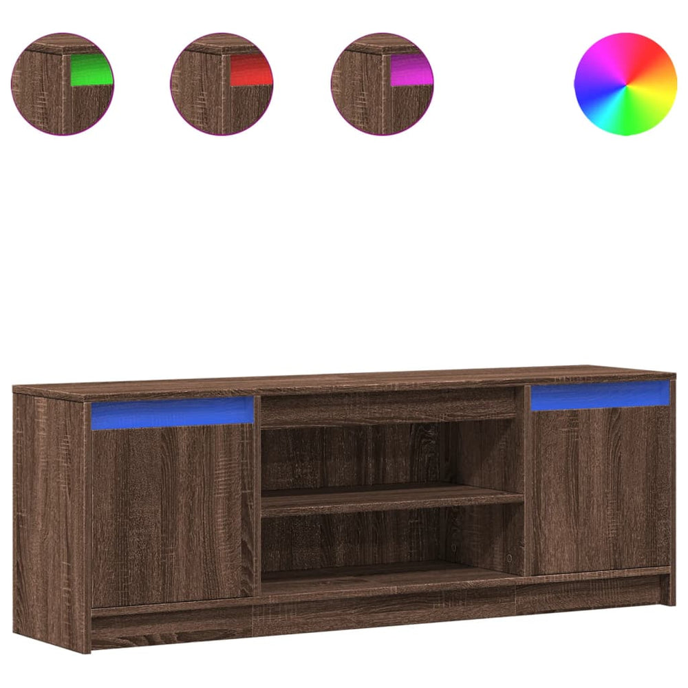 TV-Schrank mit LED Braun Eichen-Optik