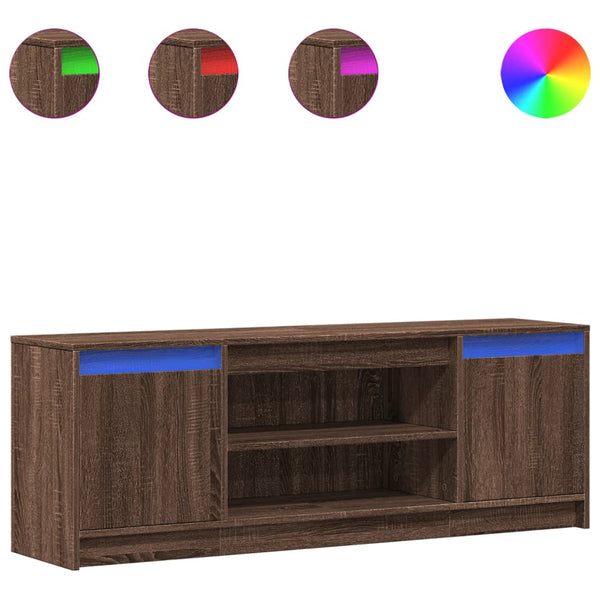 TV-Schrank mit LED Braun Eichen-Optik