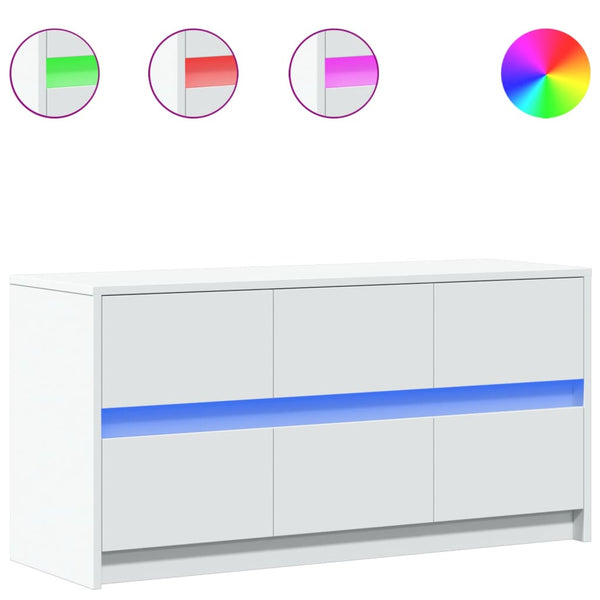 Weißer TV-Schrank mit LED-Beleuchtung 100 cm