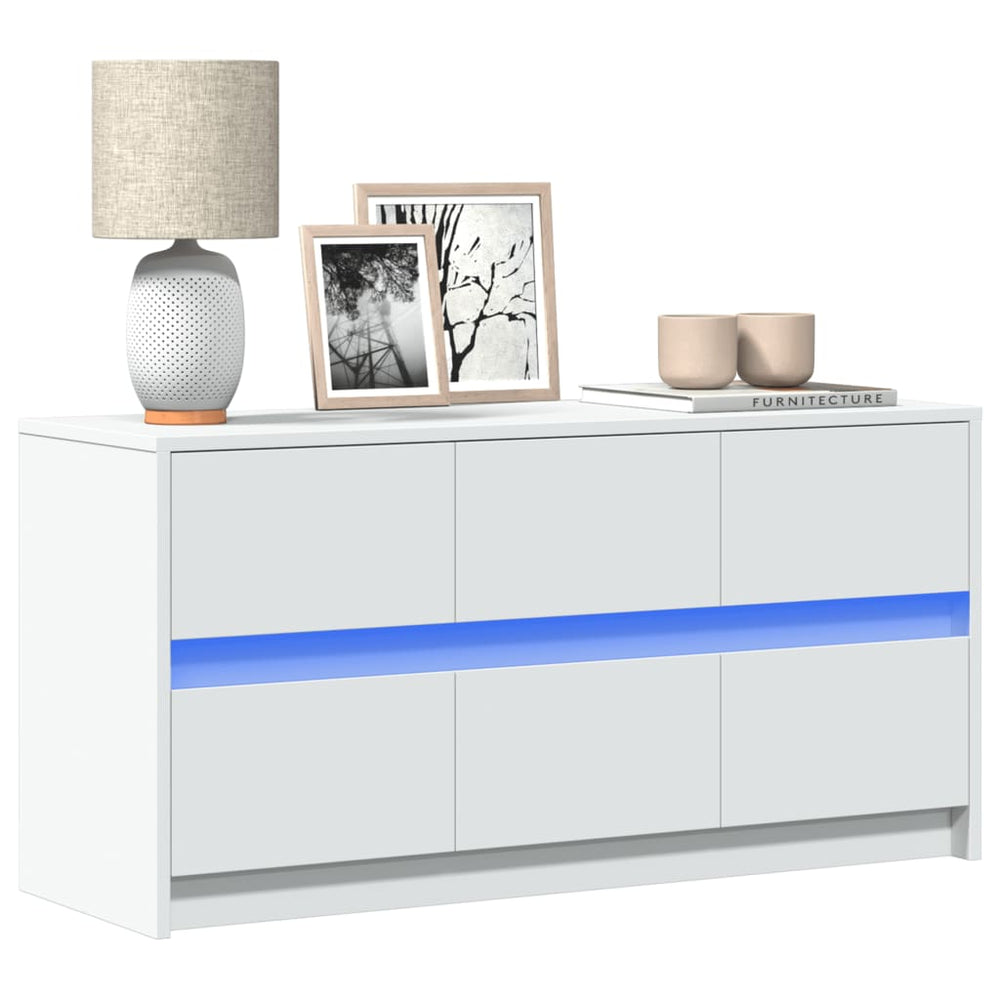 Weißer TV-Schrank mit LED-Beleuchtung 100 cm