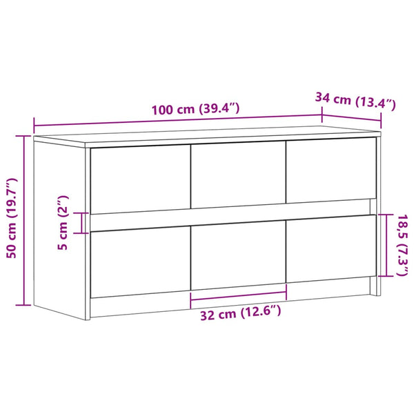 TV-Schrank mit LED Grau Sonoma 100 cm