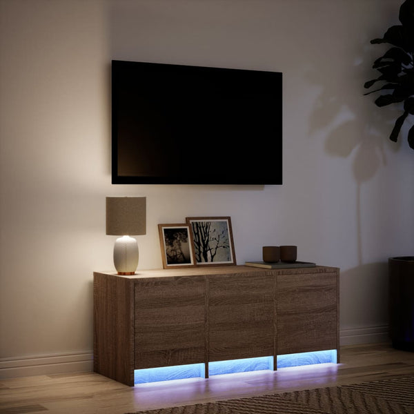 TV-Schrank mit LED Braun Eichen-Optik