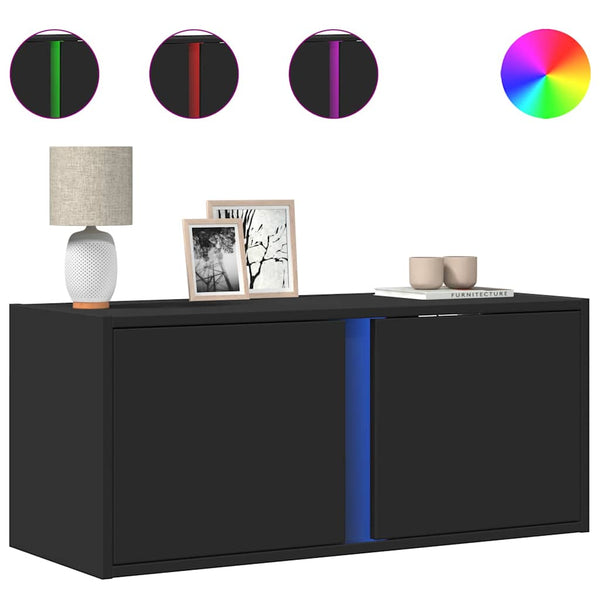 TV-Wandschrank Schwarz mit LED 80cm