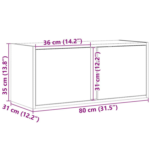 TV-Wandschrank Schwarz mit LED 80cm