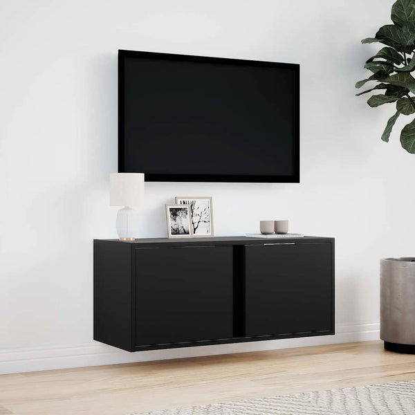 TV-Wandschrank Schwarz mit LED 80cm