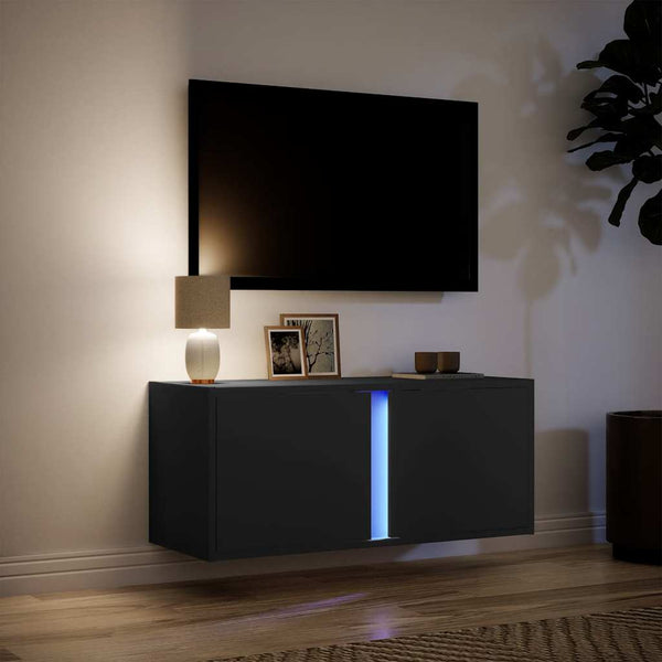TV-Wandschrank Schwarz mit LED 80cm