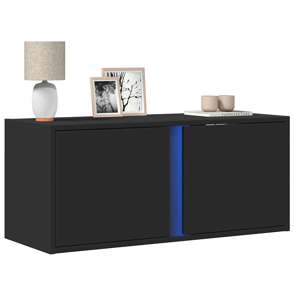 TV-Wandschrank Schwarz mit LED 80cm