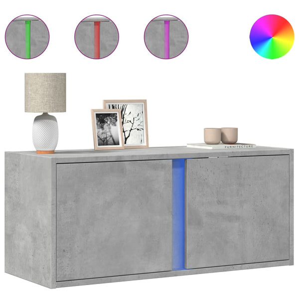 TV-Wandschrank mit LED Betongrau 80cm